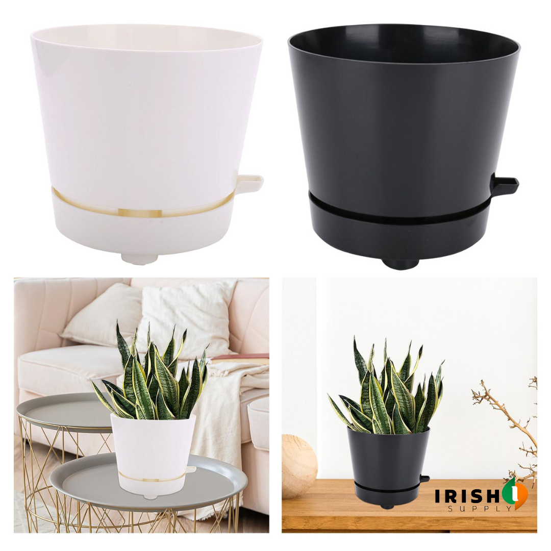 deep indoor planter RESERVIO Deep Reservoir Modern Round Planter