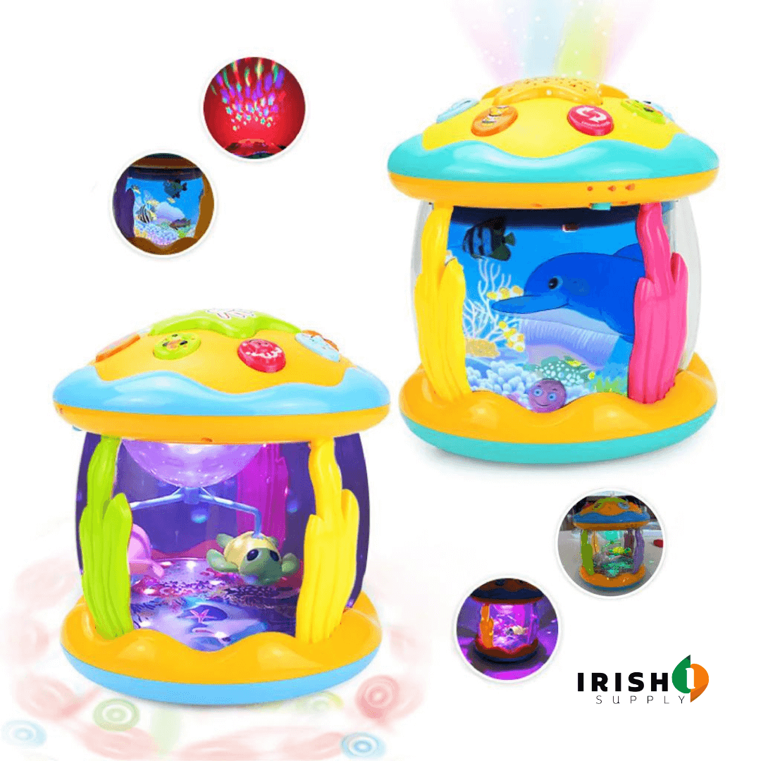 AquaSpin: Rotating Ocean Light Projection with Tranquil Tunes Toy