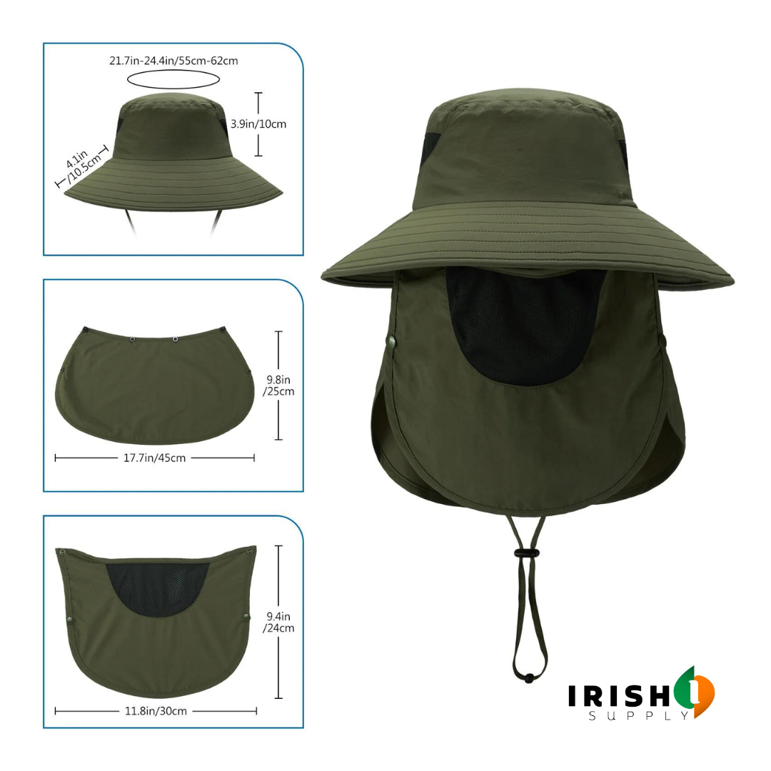 Irish Supply, SUNGUARD, Fishing and Hiking Hat with Neck Flap