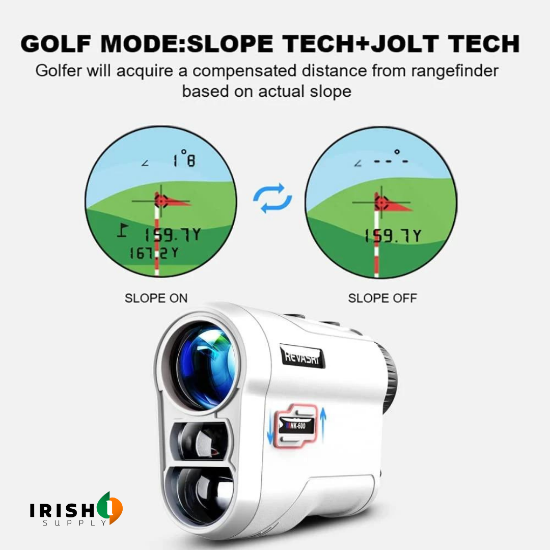 Irish Supply, REVASRI Golf Laser Rangefinder 2023 Edition | With Slope and Flag Pole Lock Vibration | Rechargeable