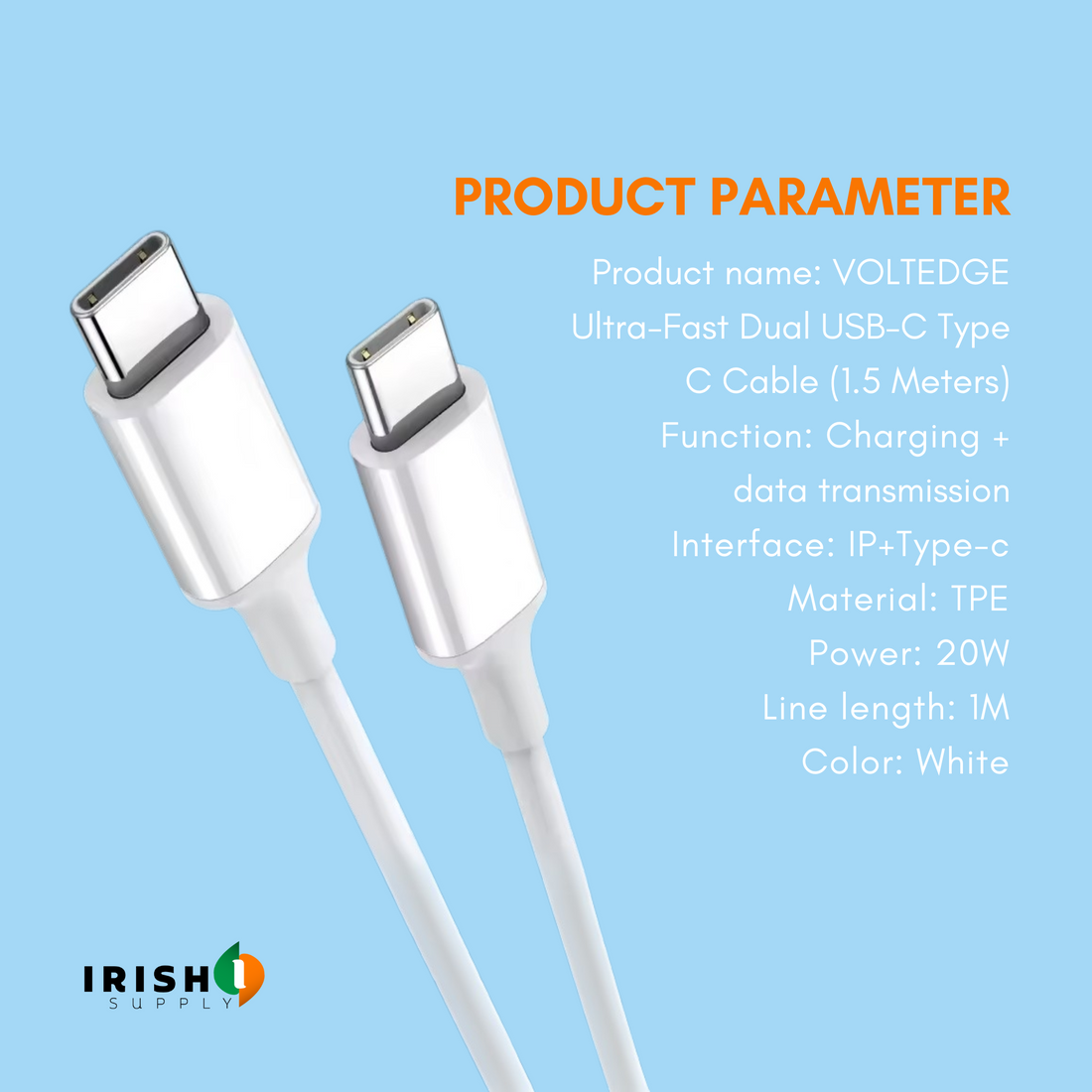 VOLTEDGE Ultra-Fast Dual USB-C Type C Cable (1.5 Meters)