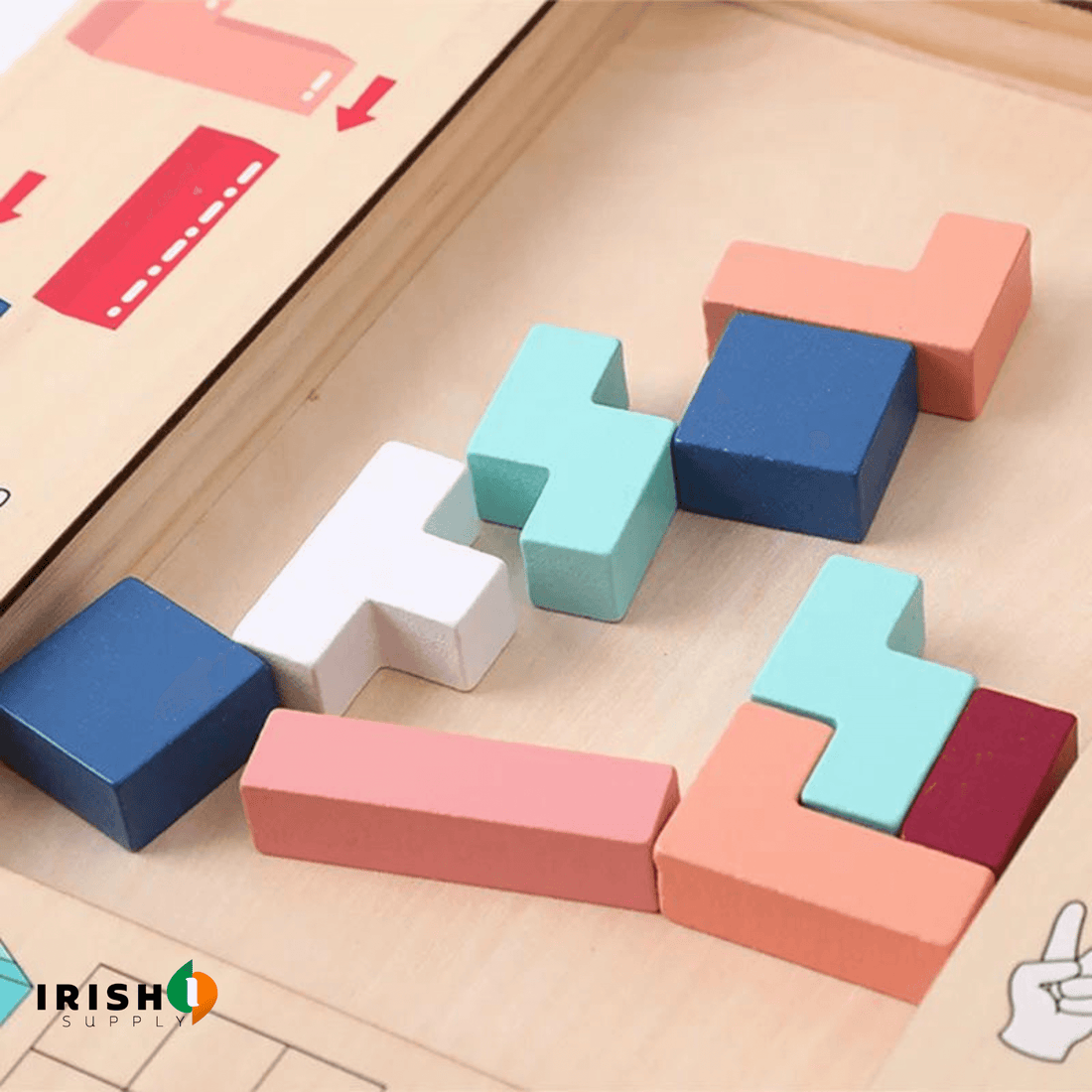 PUZZLEGENIUS Montessori Wooden Tetris