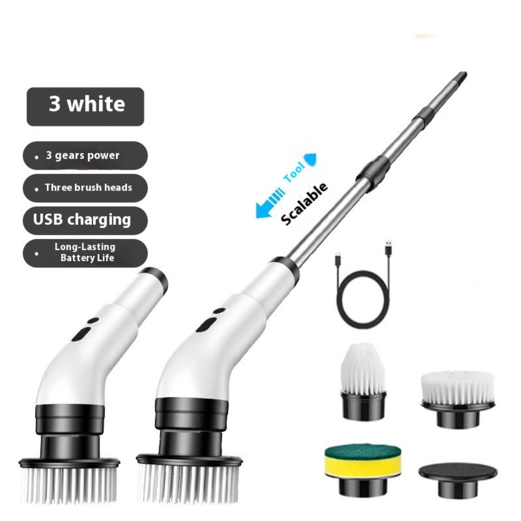 ORICLEAN Adjustable Multi-Surface Spin Shower Scrubber