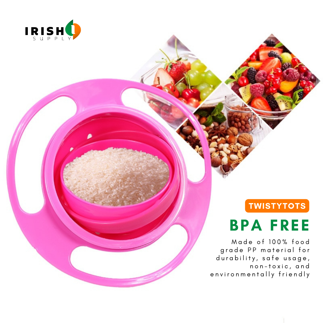 Irish Supply, TWISTYTOTS, Spill-Proof Gyro Bowl for Kids