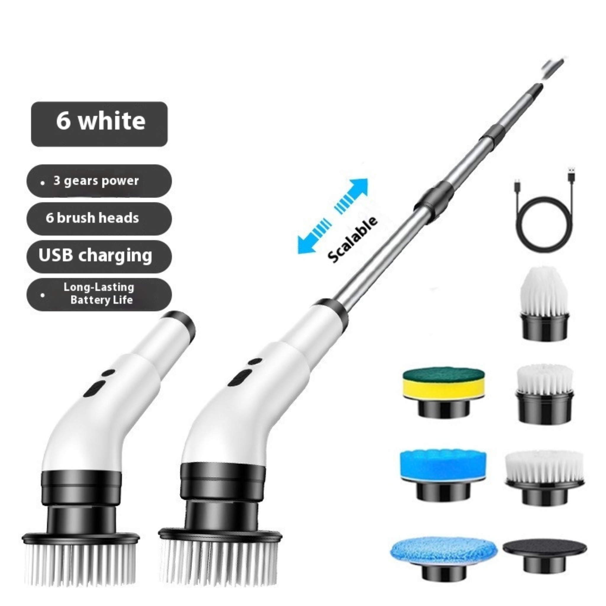 ORICLEAN Adjustable Multi-Surface Spin Shower Scrubber