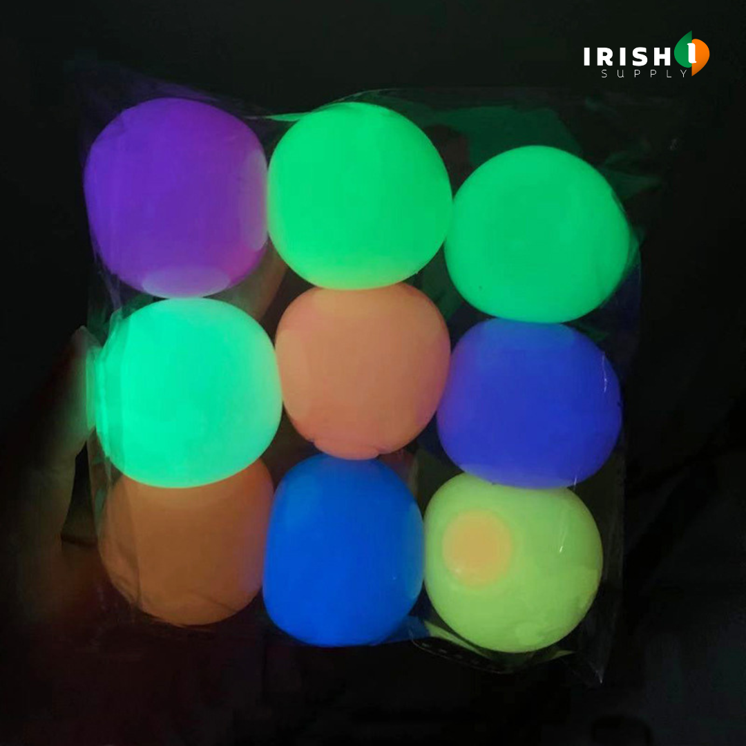 Irish Supply, GLOWSPLAT 2pcs Luminous Sticky Wall Balls