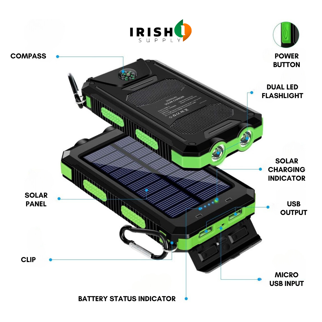 SolPocket™ Portable Solar Power Bank (20,000mAh)