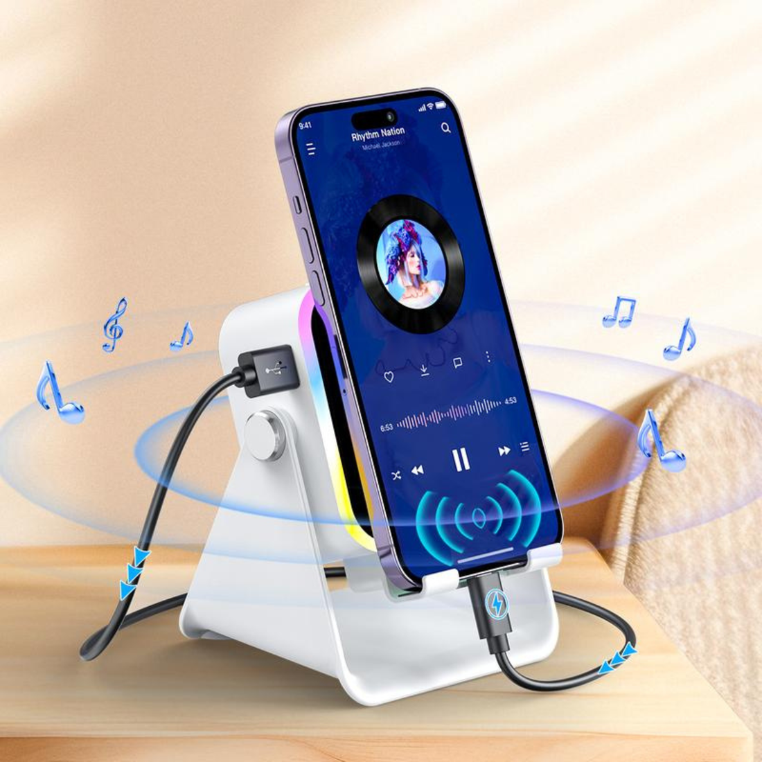 AUDIOBASE Wireless Speaker Phone Stand with Power Bank