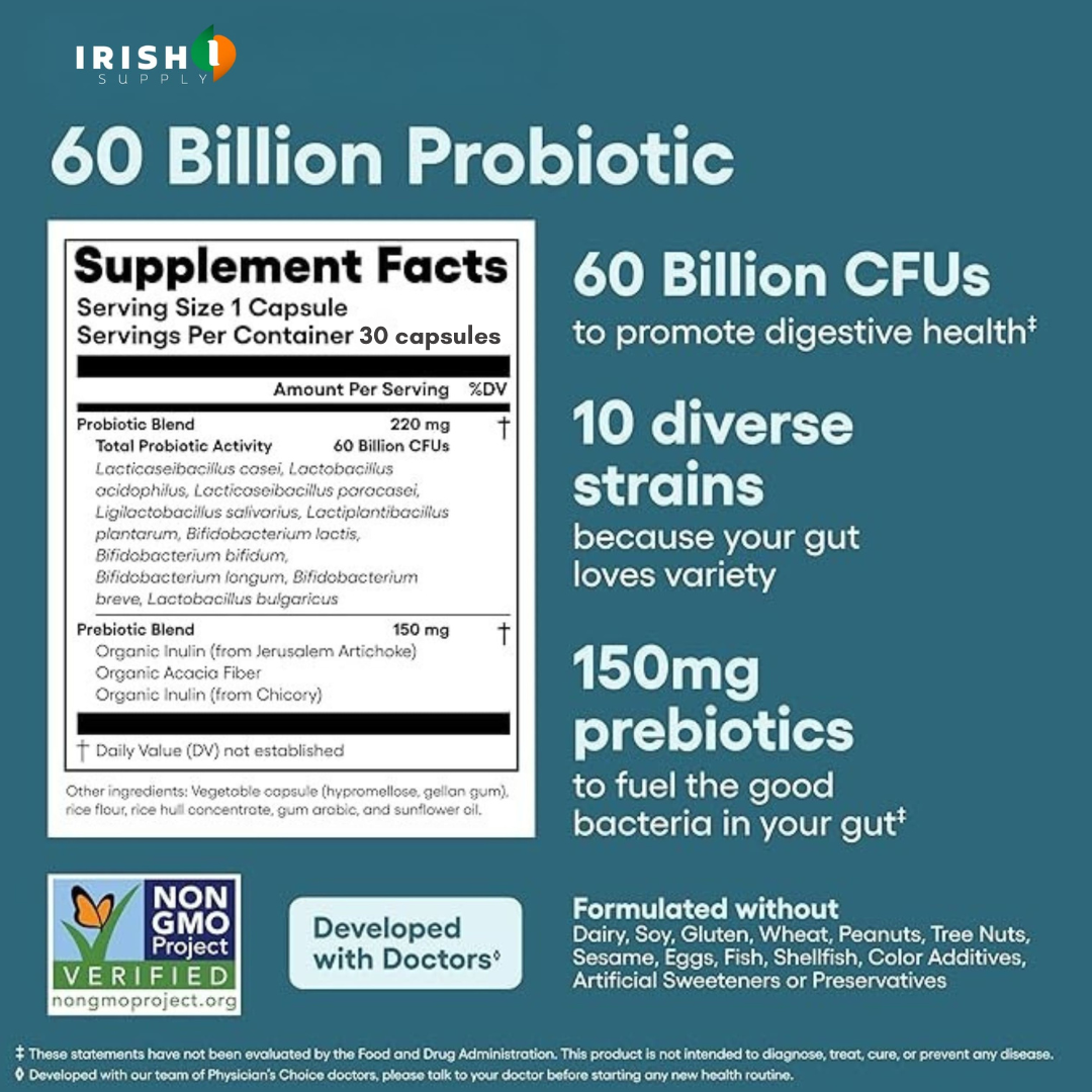 BIOCORE 60 Billion CFU Probiotic with Prebiotics (30 Capsules)