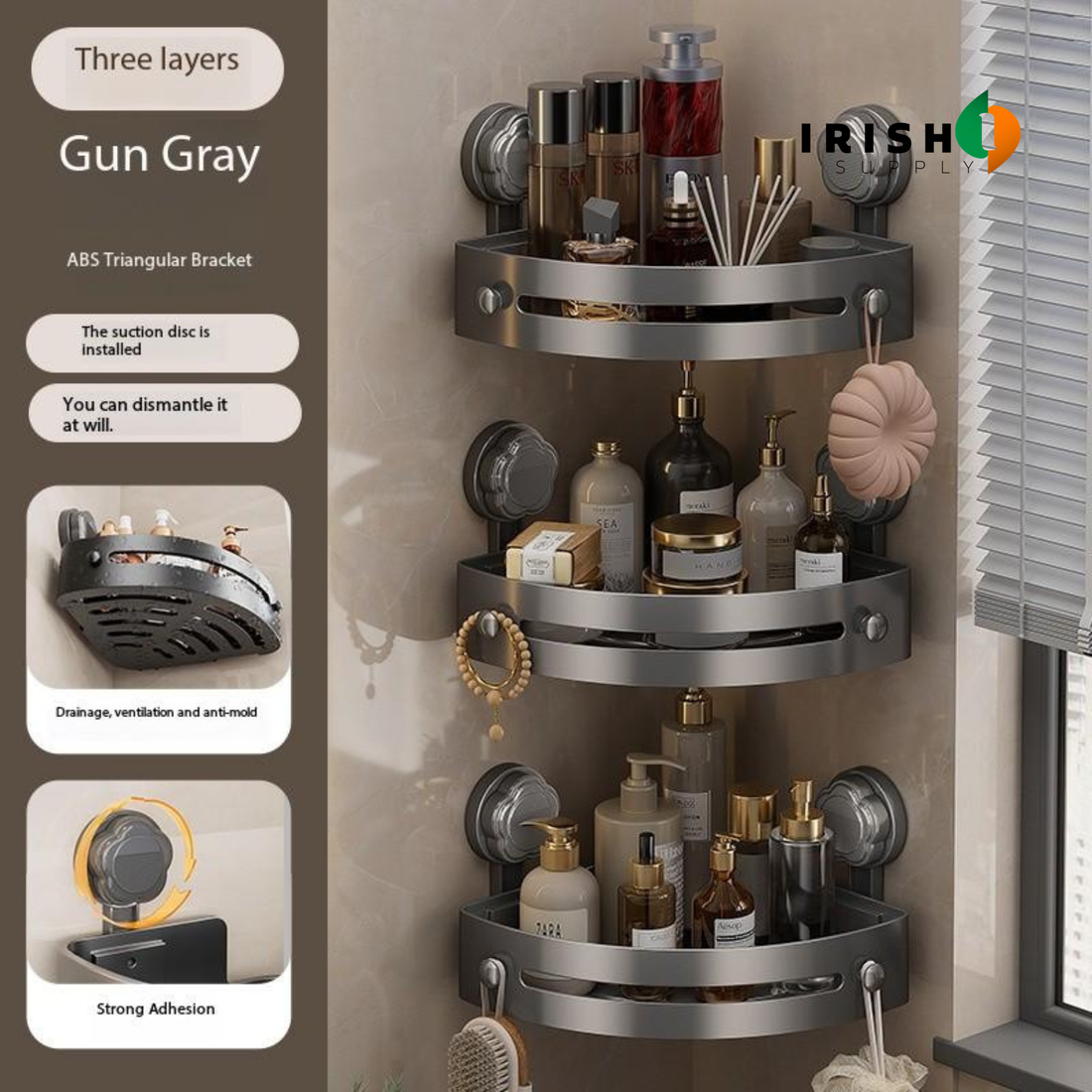 CORNERLOCK Heavy-Duty Corner Shower Storage Rack