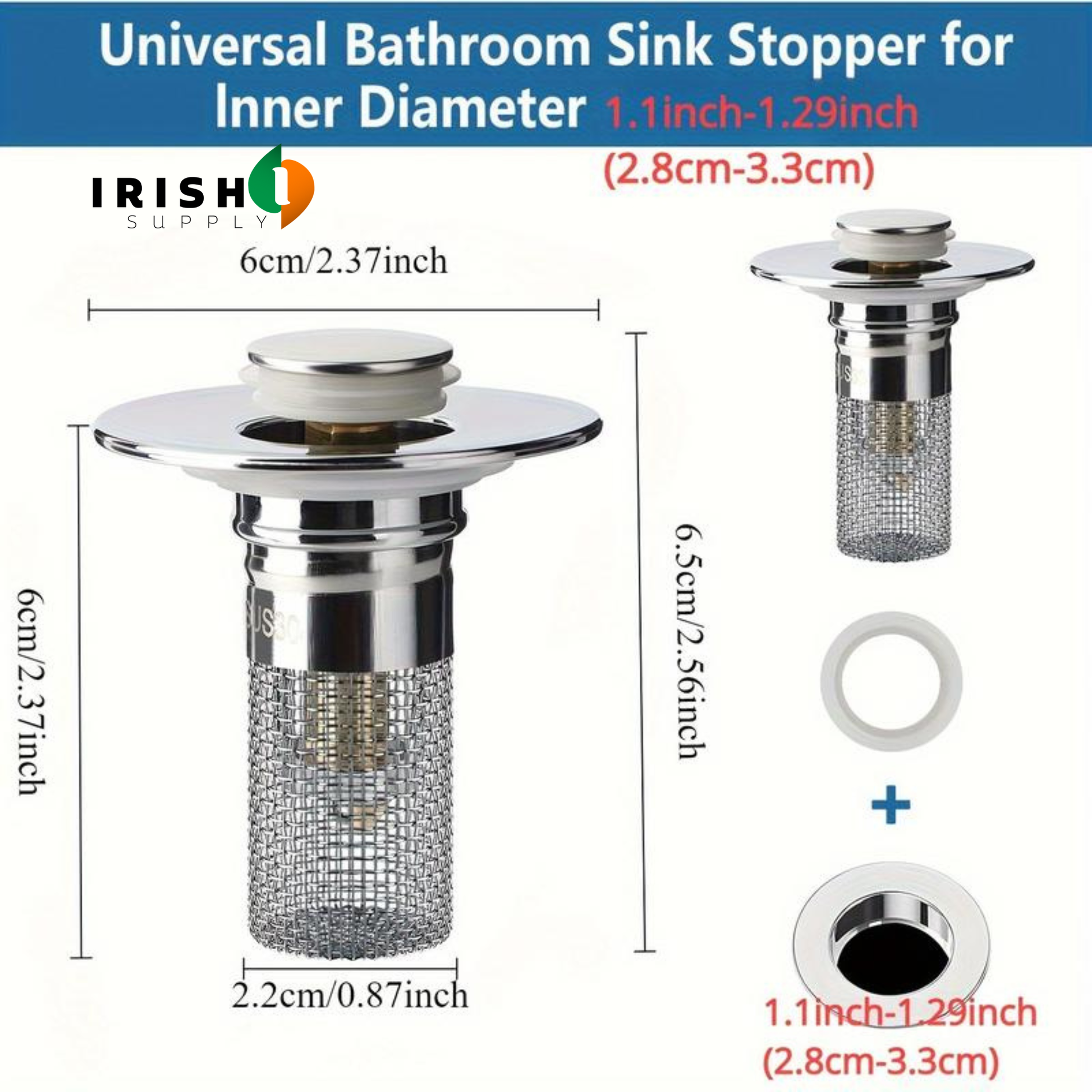 Stainless Steel Sink Strainer & Splash Guard - Universal Hair Catcher & Drain Stopper For Kitchen & Bathroom