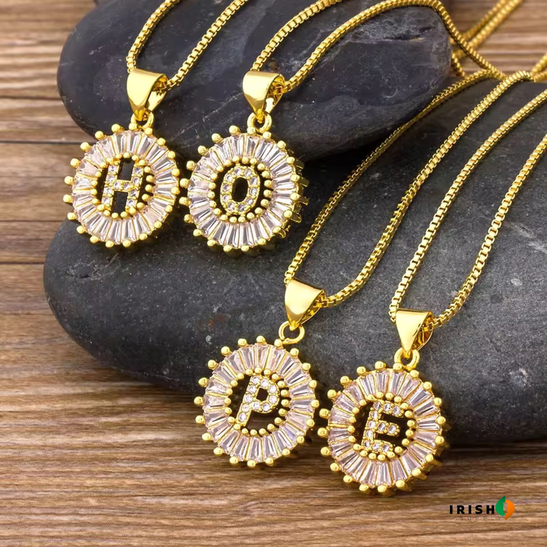 GLEAMIA Diamond Shine Letter Necklace