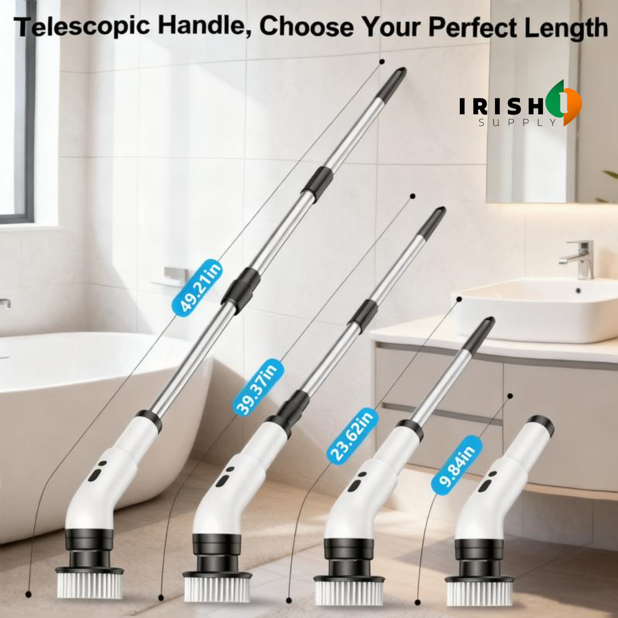 ORICLEAN Adjustable Multi-Surface Spin Shower Scrubber
