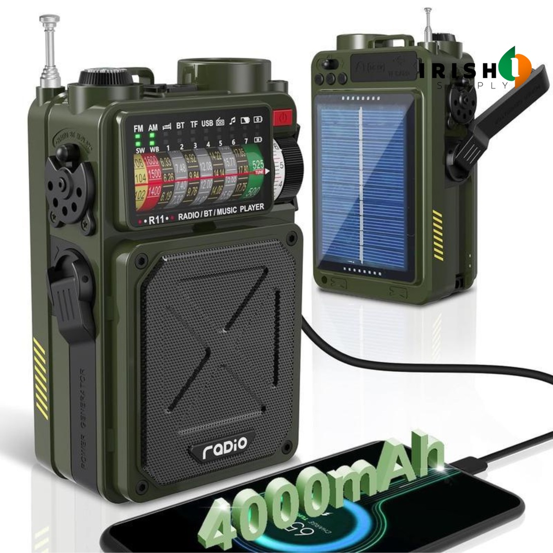 POWERWAVE 4000 mAh Solar Emergency Broadcast & Charging Radio