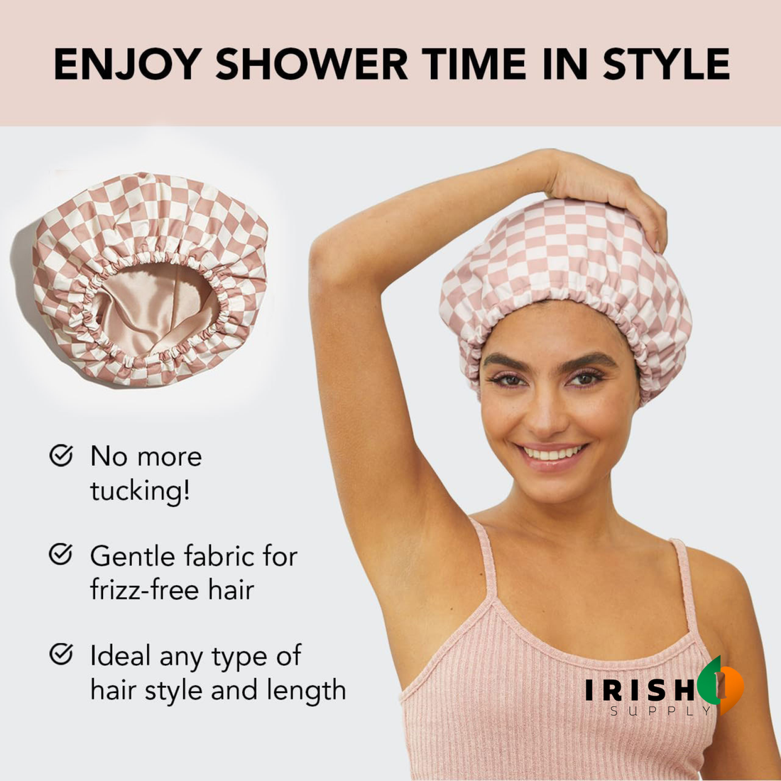 SILKLOCK Waterproof Satin Shower Cap