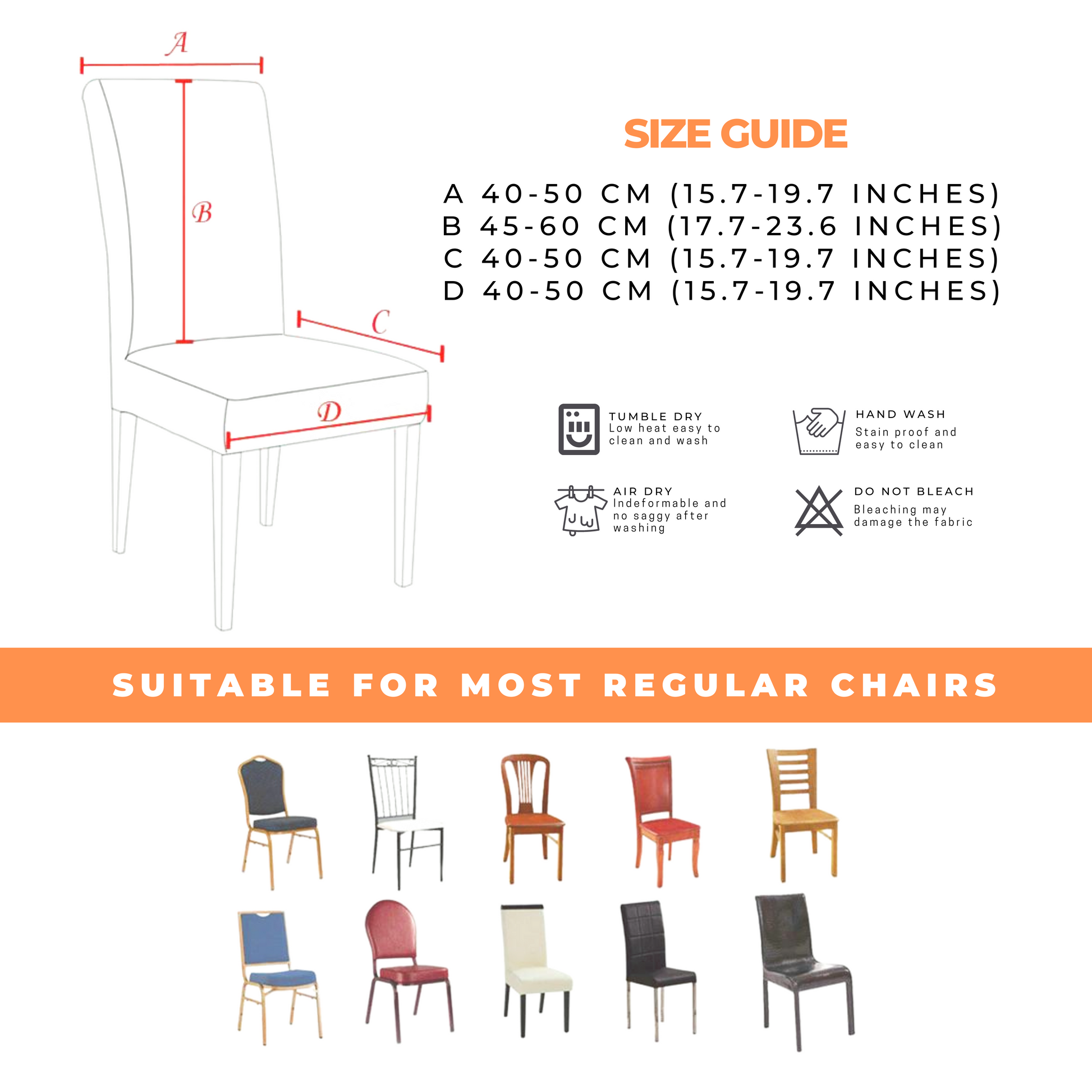 Irish Supply, SLIP COVERIE Removable Seat Chair Cover