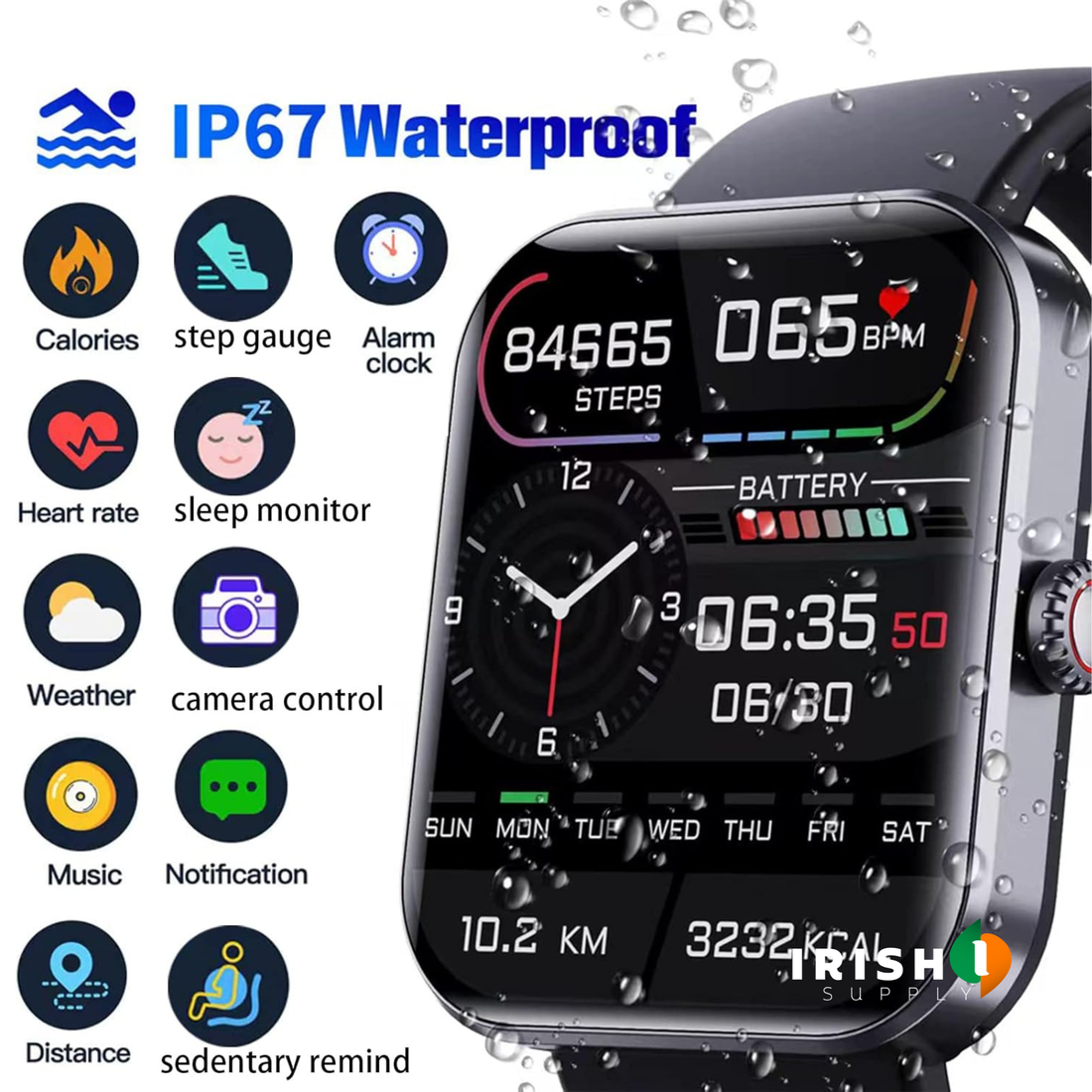 HEALTHBEAT Heart Rate & Blood Pressure Sports Smartwatch