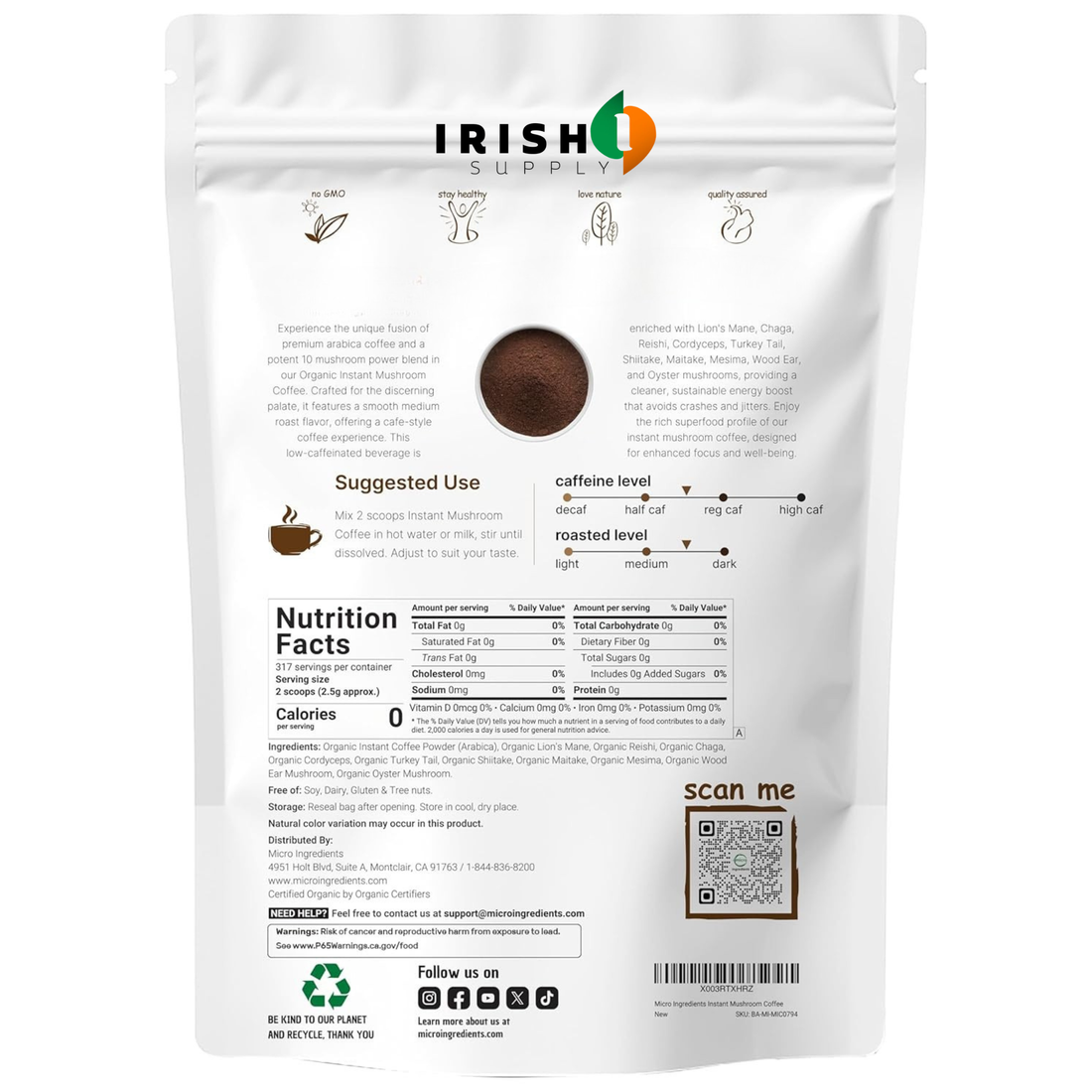 SMARTBREW Organic Cognitive Support Mushroom Coffee Powder 793g