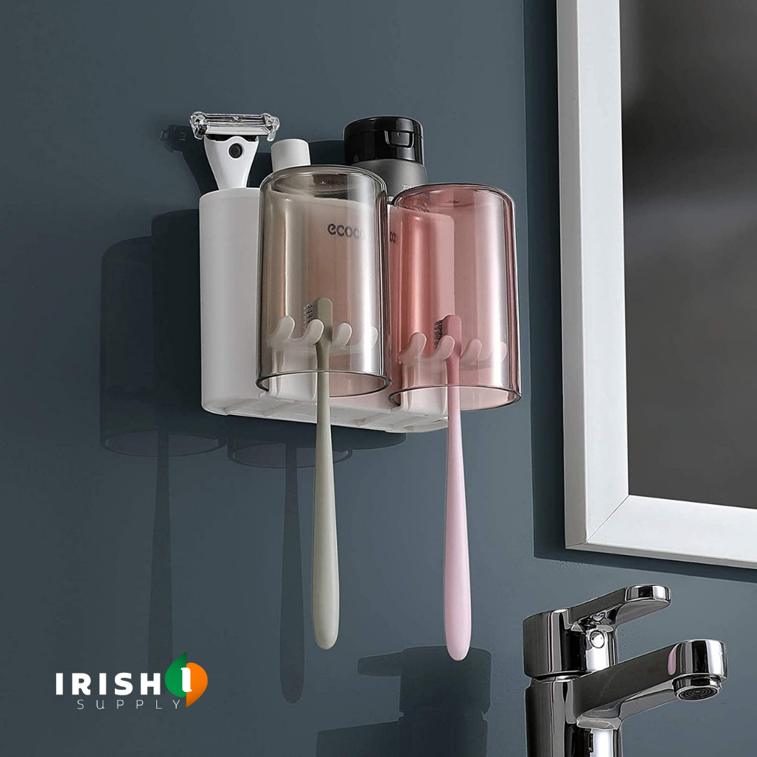 Irish Supply, BRUSHRACK Wall Mounted Toothbrush Holder & Dispenser