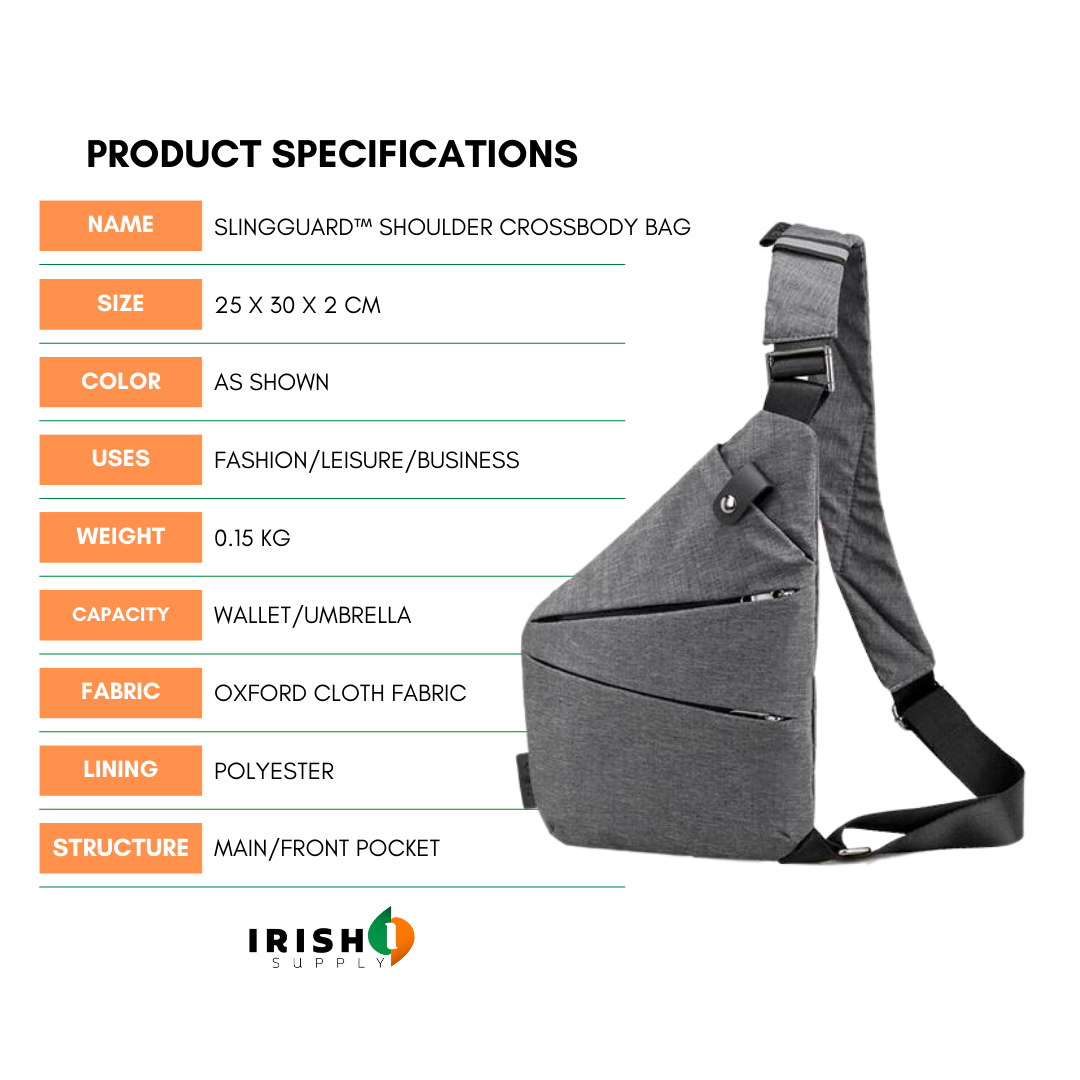 Irish Supply, SLINGGUARD Shoulder Crossbody Bag for Men & Women