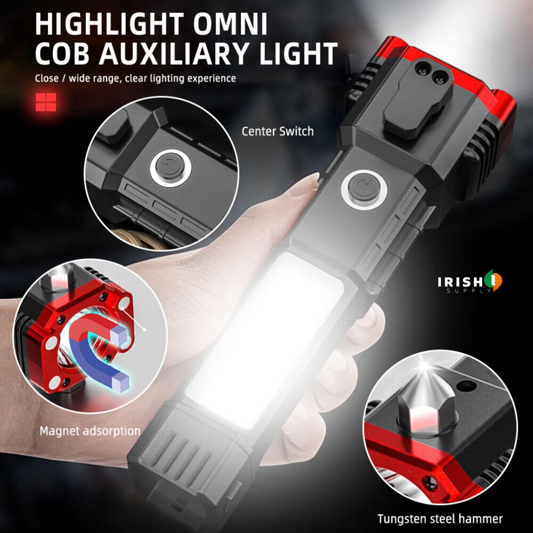 FLASHBREAK 7in1 Flashlight Car Safety Hammer Portable Charger