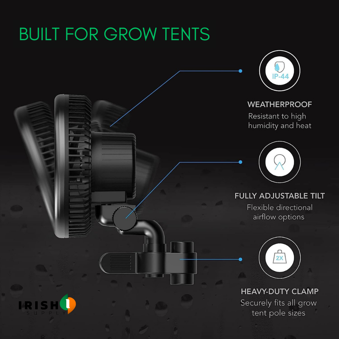 Irish Supply, HYDROAIR Quiet Hydroponics Circulation Cooling Fan