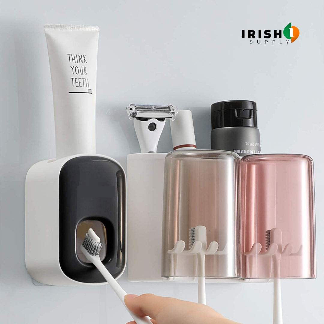 Irish Supply, BRUSHRACK Wall Mounted Toothbrush Holder & Dispenser