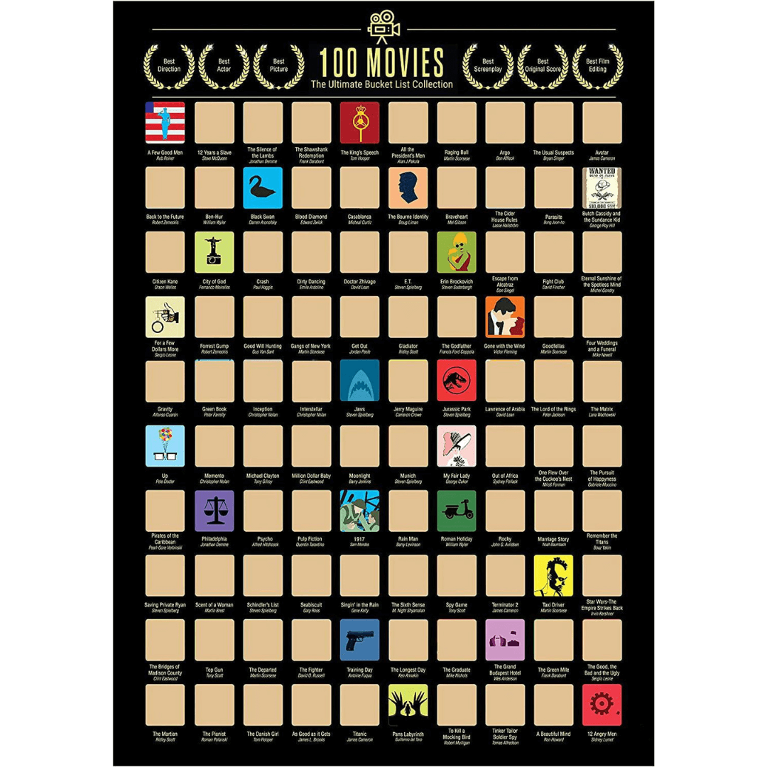 CINEBUFF Top 100 Movies Scratch Poster