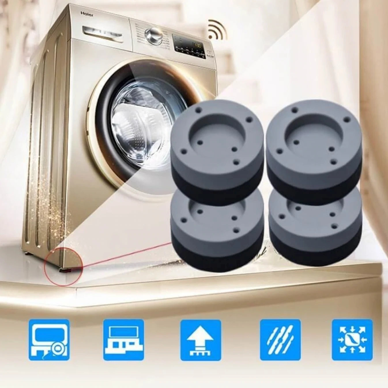 Anti Vibration Washing Machine Pads (Pack of 4)